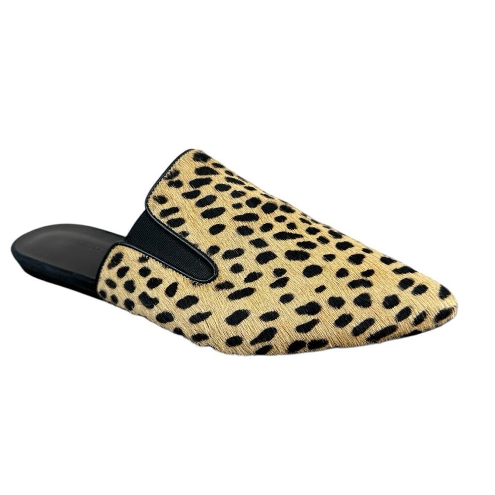 Jenni Kayne Mules Womens 37/ US 7 Pony Hair Cheetah Print Pointed Toe Shoes